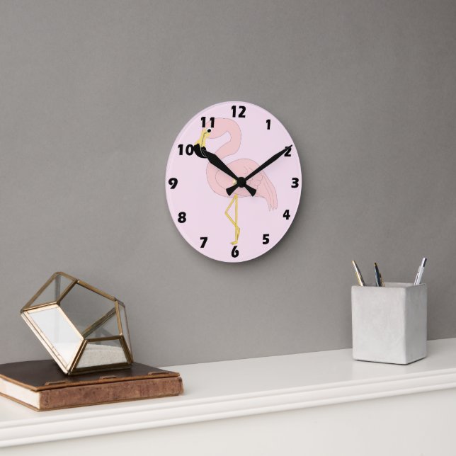 Flamingo Design Round Clock (Office)