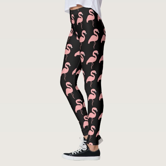 Flamingo Design You Choose Background Colour Leggings (Left)