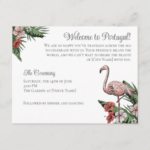 Flamingo Destination Wedding QR Code Enclosure Card