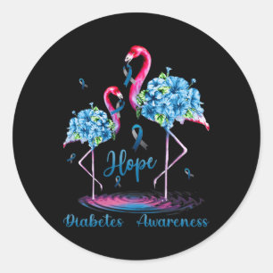 Flamingo Diabetes Awareness Classic Round Sticker
