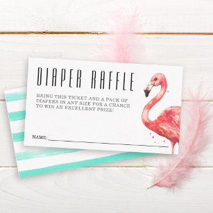 Flamingo Diaper Raffle Baby Shower Enclosure Card