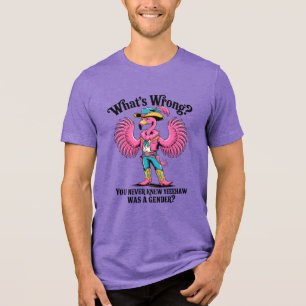 Flamingo Drag Queen Cowboy YEEEHAW Pride Tri-Blend Shirt