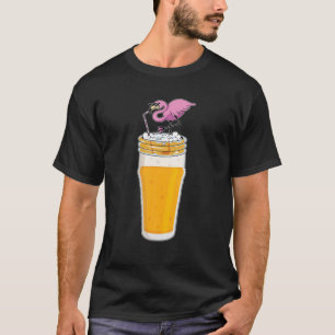 Flamingo Drinking Beer Bird Funny Animal Drink Lov T-Shirt