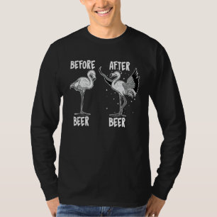 Flamingo Drinking Beer For Women Men Bird Animal T-Shirt