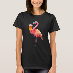 Flamingo Drinking Beer Pink Flamingo T-Shirt