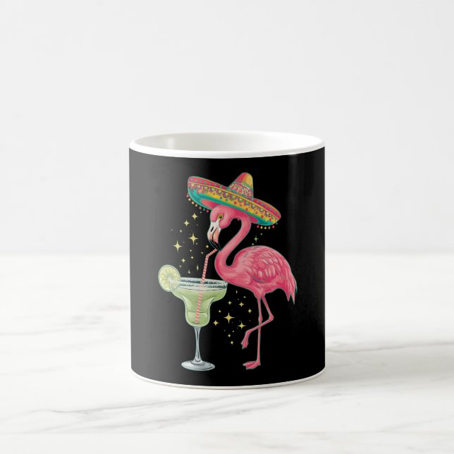 Flamingo Drinking Margarita Funny Mexican Poncho Coffee Mug (Center)