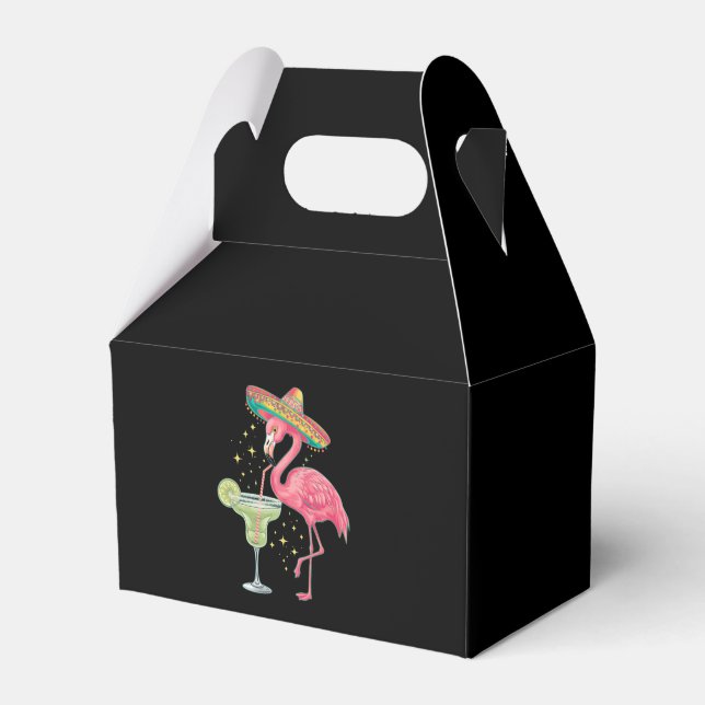 Flamingo Drinking Margarita Funny Mexican Poncho Favour Box (Front Side)