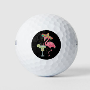 Flamingo Drinking Margarita Funny Mexican Poncho Golf Balls