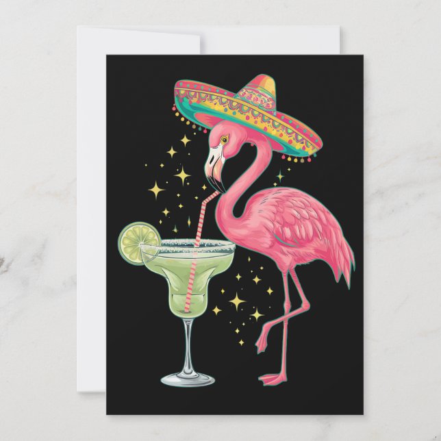 Flamingo Drinking Margarita Funny Mexican Poncho Invitation (Front)