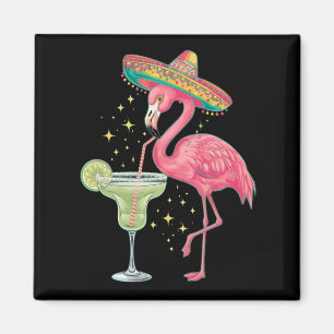Flamingo Drinking Margarita Funny Mexican Poncho Magnet