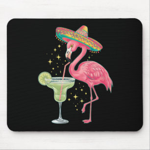 Flamingo Drinking Margarita Funny Mexican Poncho Mouse Mat