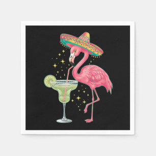 Flamingo Drinking Margarita Funny Mexican Poncho Napkin