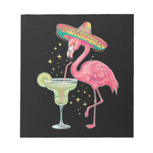 Flamingo Drinking Margarita Funny Mexican Poncho Notepad