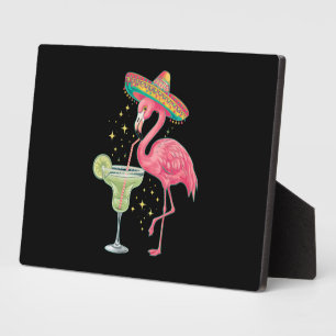 Flamingo Drinking Margarita Funny Mexican Poncho Plaque