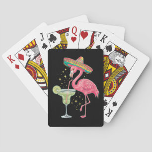 Flamingo Drinking Margarita Funny Mexican Poncho Playing Cards