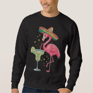 Flamingo Drinking Margarita Funny Mexican Poncho Sweatshirt