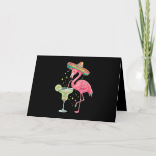 Flamingo Drinking Margarita Funny Mexican Poncho Thank You Card