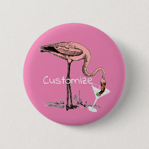 Flamingo Drinking Martini Thunder_Cove 6 Cm Round Badge