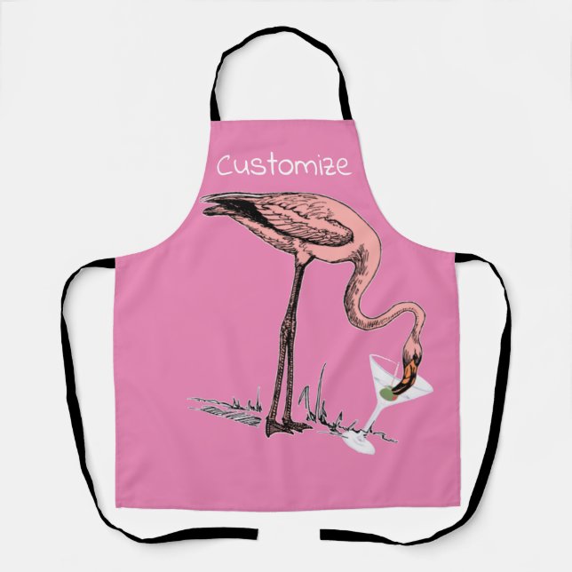Flamingo Drinking Martini Thunder_Cove  Apron (Front)