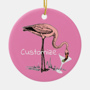 Flamingo Drinking Martini Thunder_Cove  Ceramic Tree Decoration