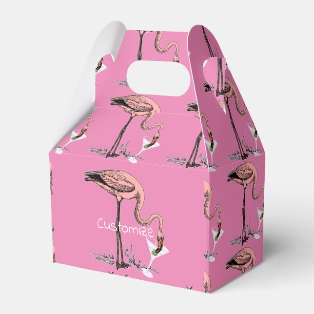 Flamingo Drinking Martini Thunder_Cove Favour Box (Front Side)
