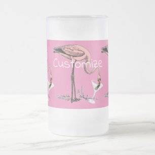 Flamingo Drinking Martini Thunder_Cove Frosted Glass Beer Mug