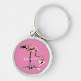 Flamingo Drinking Martini Thunder_Cove Key Ring