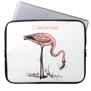 Flamingo Drinking Martini Thunder_Cove Laptop Sleeve