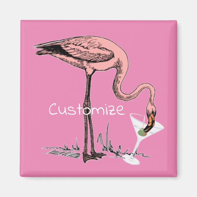 Flamingo Drinking Martini Thunder_Cove  Magnet (Front)