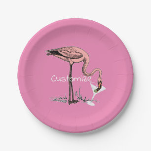Flamingo Drinking Martini Thunder_Cove Paper Plate