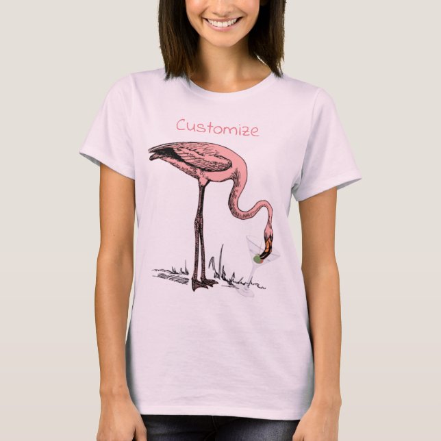 Flamingo Drinking Martini Thunder_Cove T-Shirt (Front)