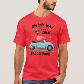 Flamingo Driving Car Funny family T-Shirt