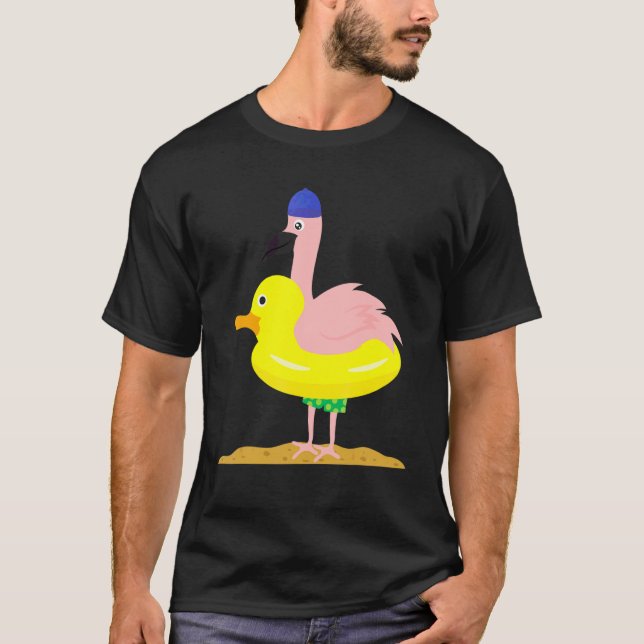 Flamingo Duck Floating Tire Animals T-Shirt (Front)