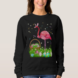 Flamingo Easter Day Bunny Ear Costume With Easter Sweatshirt