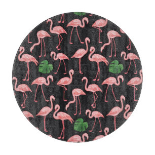 Flamingo Elegance: Vintage Monstera Fusion. Cutting Board