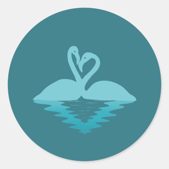 Flamingo Embrace Classic Round Sticker (Front)