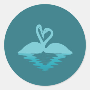 Flamingo Embrace Classic Round Sticker