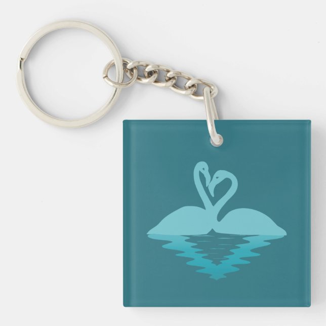 Flamingo Embrace Key Ring (Front)