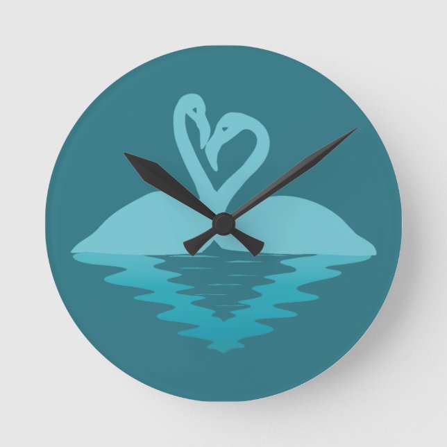 Flamingo Embrace Round Clock (Front)