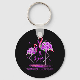 Flamingo Epilepsy Awareness  Key Ring