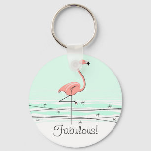 Flamingo 'Fabulous!' key chain green