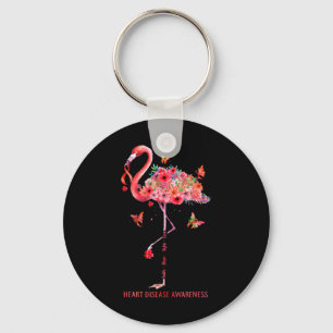 Flamingo Faith Hope Fight Cure Heart Disease Aware Key Ring