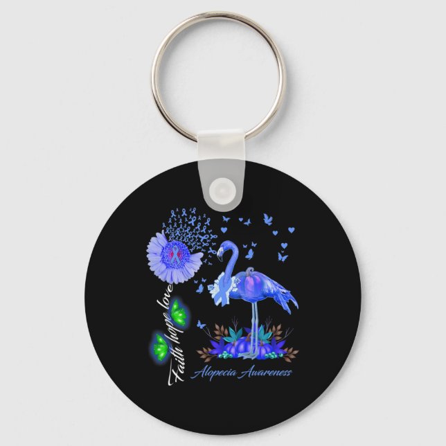 Flamingo Faith Hope Love Alopecia Awareness  Key Ring (Front)