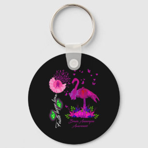 Flamingo Faith Hope Love Brain Aneurysm Awareness Key Ring