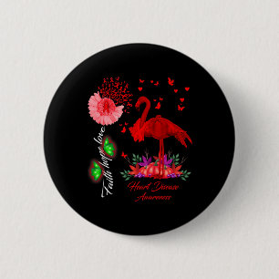 Flamingo Faith Hope Love Heart Disease Awareness 6 Cm Round Badge