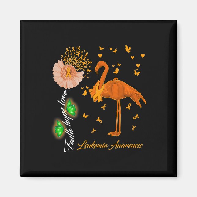Flamingo Faith Hope Love Leukaemia Awareness  Magnet (Front)