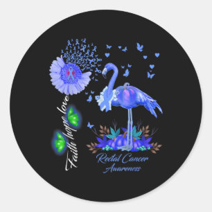 Flamingo Faith Hope Love Rectal Cancer Awareness Classic Round Sticker
