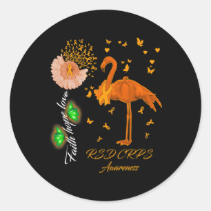 Flamingo Faith Hope Love Rsd Crps Awareness Classic Round Sticker