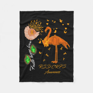Flamingo Faith Hope Love Rsd Crps Awareness Fleece Blanket