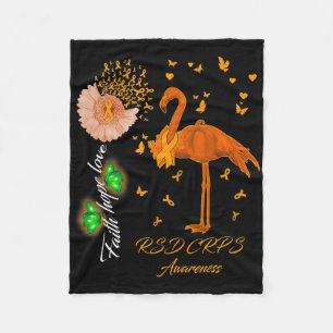 Flamingo Faith Hope Love Rsd Crps Awareness Fleece Blanket